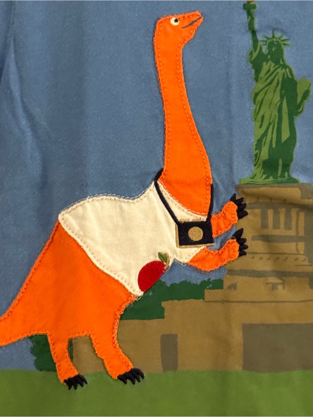 Mini Boden Baby Boy Blue with Orange Dinosaurio and Liberty Statue Short Sleeve - Picture 5 of 11